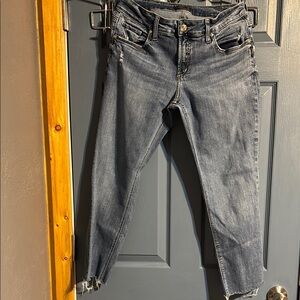 Silver Jeans Co. boyfriend cropped jeans with raw hem